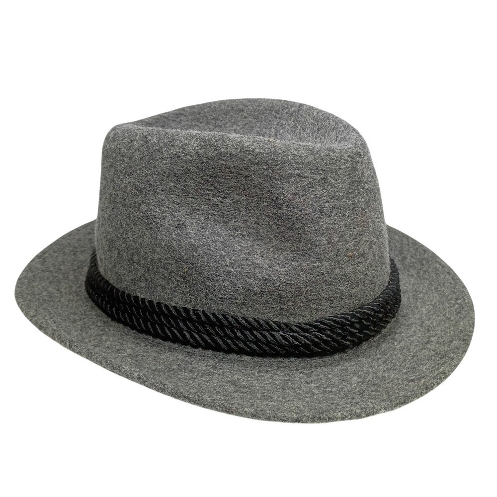 Dobbs Mens 7 1/8 Fifth Avenue VTG Gray Wool Felt Fedora Tyrolean Hat USA Made